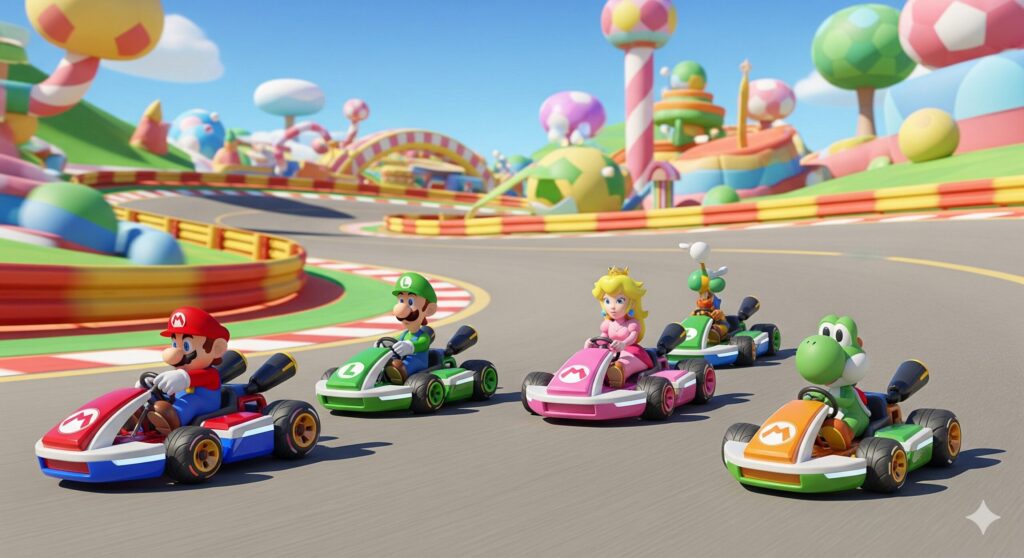 マリオ、ルイージ、ピーチ、ヨッシー