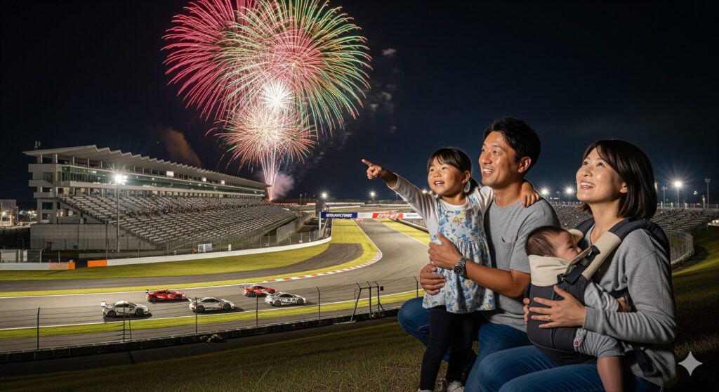 家族で楽しめる花火大会と広場の遊び